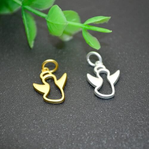 Cute Findings Lovely Flying Sky Angel Charms 10x15mm Matt Gold Silver Plating 5mm Cricle For Fashion Jewelry Making 20pcs/lot