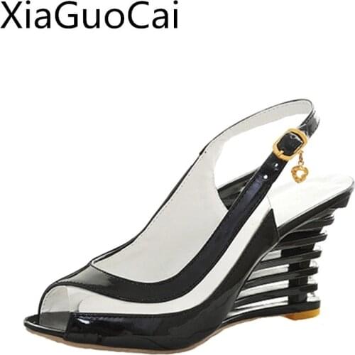 Fashion Woman Sandals Summer Back Strap Creative Wedge High Heels Shoes for Ladies Open Toe Sexy Female Sandals Plus Size
