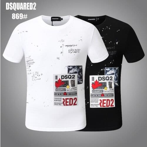 Authentic Dsquared2 mens and womens hip-hop motorcycle round neck short-sleeved T-shirt printed casual T-shirt 869