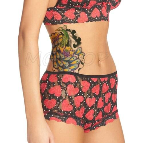 Peacock Animal Colored Feathers Tattoos Stickers Women Body Waist Arm Art Tattoos Temporary Girls Butterfly Tatoos Rose Chains