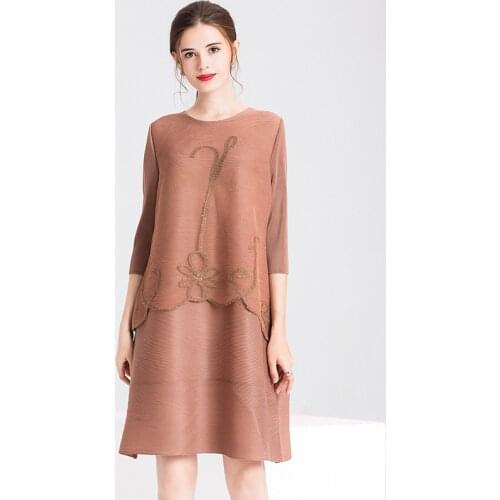 Drape Wrinkle Mesh Dress New Style Folds Ladies' Wear.miyake Pleated Dresses