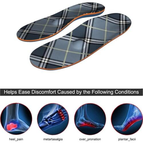 Simple Striped Plaid Male Running Non-slip Shock Absorption Breathable Orthopedic Arch Support Insole