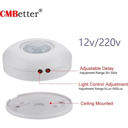 Wired PIR Motion Sensor Widae Angle 220V Passive Infrared Detector 12V Ceiling Mounting For Home Burglar Security Alarm System