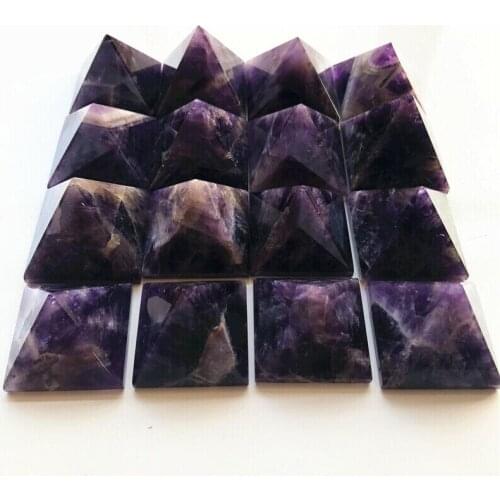 Dropshipping Natural Dream Amethyst Pyramid Natural Purple Quartz Crystal Obelisk Point Healing Tower Decoration