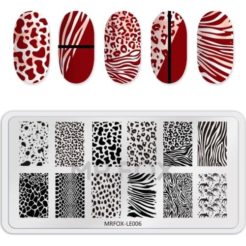 Rectangle Leopard Cows Pattern Nail Stamping Plates Animals Image Painting Nail Art Stencils Template Manicure Nail Stamp Tools
