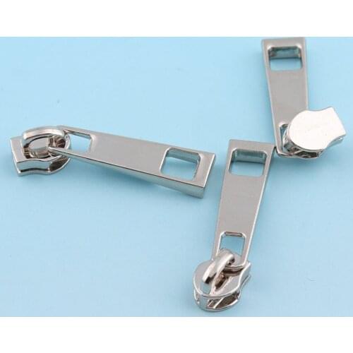 Size 5# Light Silver Zipper Puller 10pcs Leather Zip Puller Zipper Fastener for Zip head Universal Zipper Replacement Kit