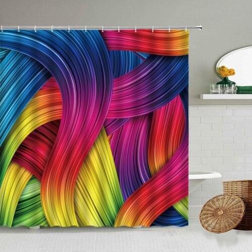 Symphony Three-dimensional Striped Shower Curtain Abstract Art Design Bathroom Wall Decoration With Hook Waterproof Screen Set