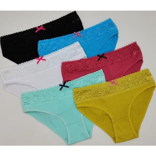 6 PCS Women Cotton Panties Fashion Lace Underwear Ladies Breathable Soft Briefs Panty Female Lingerie Underpants Femme Intimates