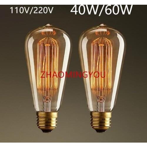 Retro vintage edison bulb Light ST64 E27 40W 60W 110V 220V Energy Saving Lights