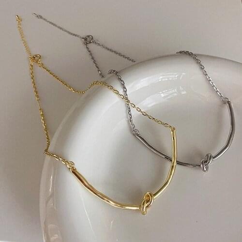 VSnow Minimalist Gold Silver Color Tie Irregular Metal Pendant Necklace for Women Unique Design Chain Fashion Necklace Jewelry