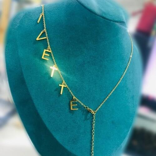 Custom Letter Necklace For Women Gold Stainless Steel Name Pendant Choker Accessories Personalized Jewelry Gift