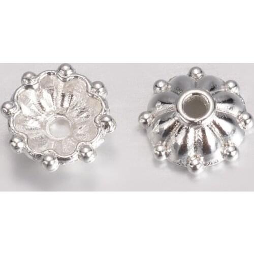 100pcs Alloy Bead Caps End Caps Multi-Petal Flower for Jewlery Making DIY Bracelet Necklace Accessories 8x3mm Hole: 1mm