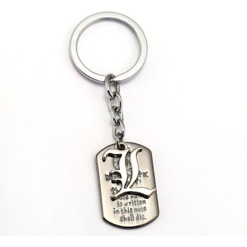 12pcs/lot Death Note Keychain 2 Style Cross Dog Tag Key Ring Holder Metal Fashion Car Bag Chaveiro Key Chain Anime Jewelry