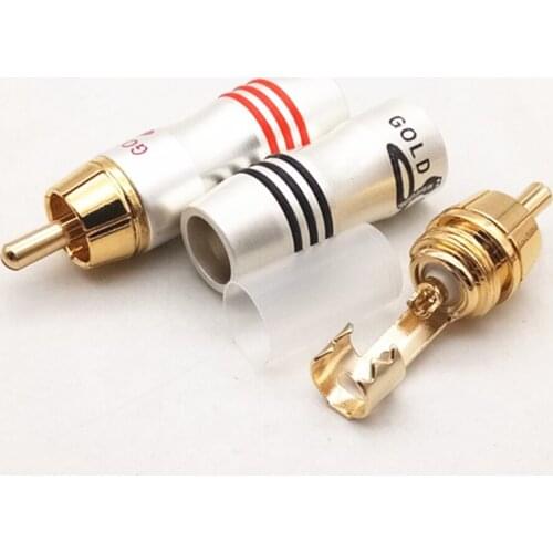 12Pcs/lot Snake Good Quality welding Gold Plated RCA Connector RCA Male plug adapter for Audio Vidiod Wire Connector plug