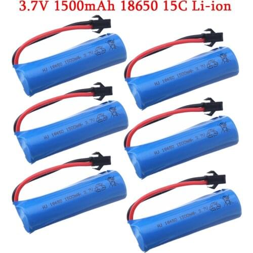3.7v 1500mah 15C 18650 Li-ion Battery For RC Stunt Car Q85 Q70 Rc Car Toys SM-2P Plug RC Boat Car Water soft Gun Battery Parts