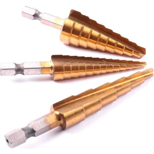 3Pcs/Lot HSS Titanium Coated Hex Handle Step Drill Bit High Hardness For Metal Wood Working