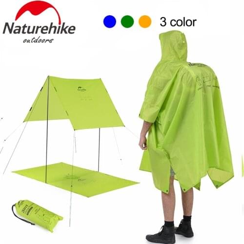 Naturehike 3 in 1 Multifunction Poncho Raincoat Bike Rain Clothes Can Used As A Canopy And Camping Mat For Hiking Mountaineering