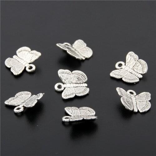 50pcs Silver Color Flying Butterfly Charm Necklaces Pendant For Bracelet Necklace Jewelry Accessorie Making Handmade DIY A2683