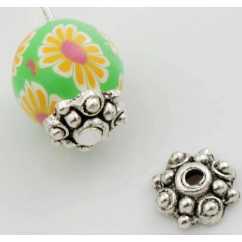 500Pcs 7.5x7.5mm Tibetan Silver Dail Design Dots Bead Cap Jewelry Findings End Caps Components L1038