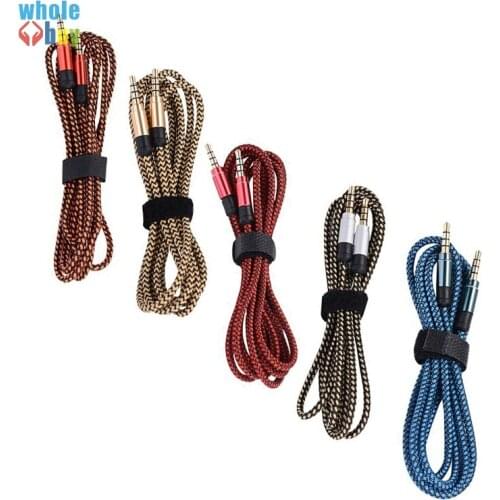 500pcs/lot Jack 3.5mm Audio Cable Nylon Braid 3.5mm Car AUX Cable Headphone Extension Code for Phone MP3 Car Headset Speaker