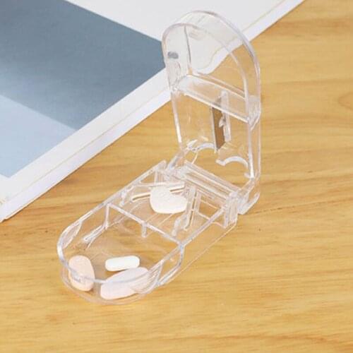 White Mini Portable Pill Cutter Medicine Box Pill Crusher Grinder Splitter Tablet Cutter Divider Storage Case Pill Box Pill Case