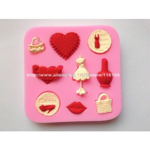 Free Shipping Fondant Cake 9-Cavity Ladies Related Silicone Mold Sugar Paste Sugar Art Tools Cake Decoration Wholesale & Retail