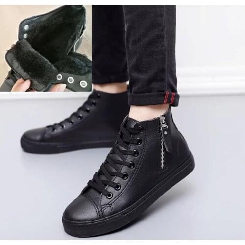Genuine leather boots men shoes 2021 autumn high top sneakers boys platform boots waterproof kroean footwear man shoes