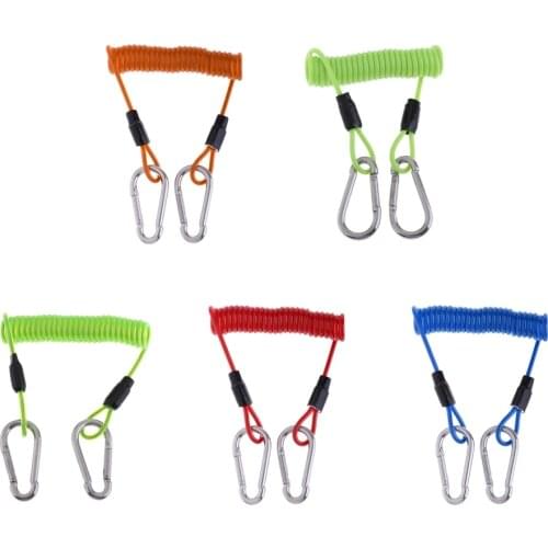 Scuba Diving Spring Safety Coil Lanyard Clip for Underwater Camera Cave Dive