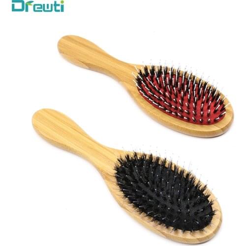DREWTI Bamboo Hair Brush Boar Bristle Nylon Hybrid Comb, The Best Haircut Experience, The Barber Recommends Styling Tools