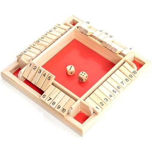 Wooden Traditional Four Sided 10 Number Pub Bar Board Dice Party Funny Game Toys Four-sided Flop Wooden Number Game Toy