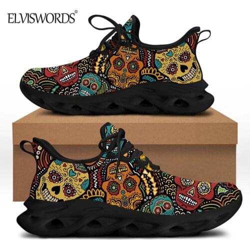 ELVISWORDS Classic Skull Shoes Mens Casual Sport Sneaker Durable Non-slip Fashion Lace-up Vulcanized Shoes for Teen Boys