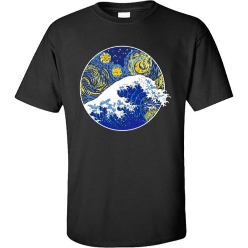 Tops TShirt Men Great Starry Wave T Shirt Thanksgiving Day Short Sleeve 100% Cotton Crew Neck Mens T-Shirt Personalized