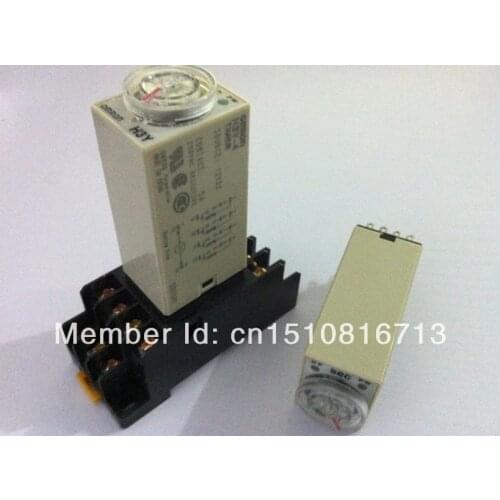 H3Y-4 DPDT Power on Time Delay Relay with base AC 220V DC 12V DC 24V 1s 5s10s30s60s3Min
