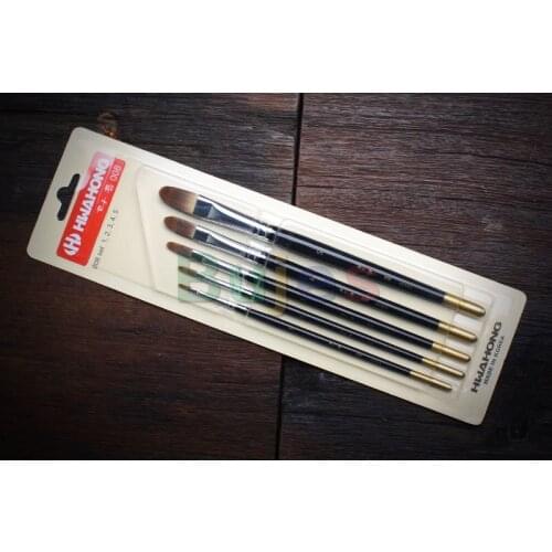 HWAHONG Artist Nylon brush / acrylic brush Paint Brushes 008 Series,1 set,5pcs,Cat tongue shaped,size 1,2,3,4,5