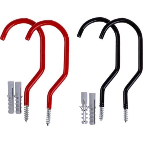 2Pcs Red BLack Bike Wall Mount Stand Holder Bicycle Storage Hooks Cycle Hanger Brackets