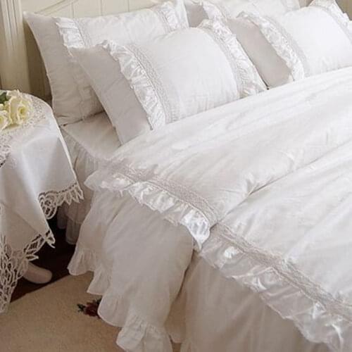 Embroidered lace bedding set double layers ruffle duvet cover bedding for wedding decoration cake layers bedspread bed sheet