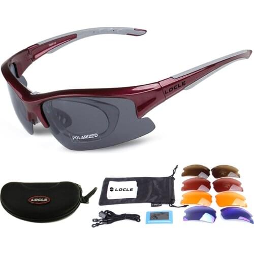 LOCLE 5 Lenses Polarized Hiking Sunglasses Sports Glasses Cycling Bicycle Riding Eyewear UV400 Protect Camping Men Sun Glasses