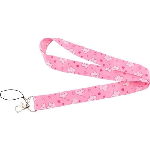 Little pink star Neck Strap Lanyards ID badge card holder keychain Mobile Phone Strap Gift Ribbon webbing necklace