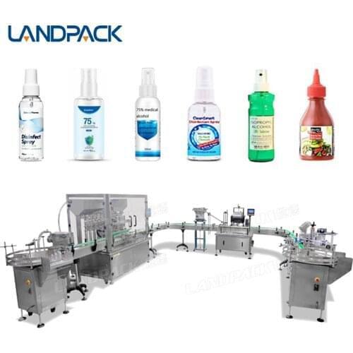 Landpack Hand Sanitizer Alcohol Gel Bottle Filling Machine Liquid Production Packing Line