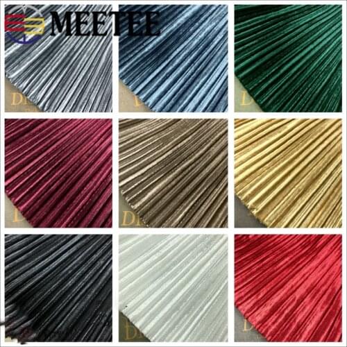 Meetee 50/100cm X 150cm Solid Color Pleated Cloth Gold Velvet Fabric for Winter Spring Skirt T-shirt Garment Accessories FA225