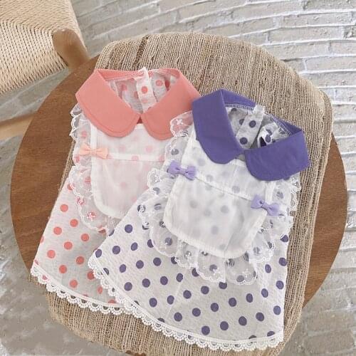 Cute Dots Dog Dress Lace Skirt Summer Pet Clothing Chihuahua Pomeranian Shih Tzu maltese Poodle Bichon Puppy Small Dog Clothes