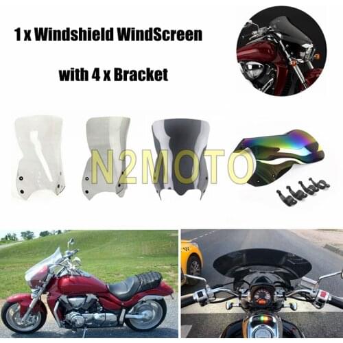 Motorcycle Iridium Clear Smoke Windscreens Windshield Deflectors w/ Bracket Clamps For Suzuki Boulevard M109R M50 M90 2006-2016