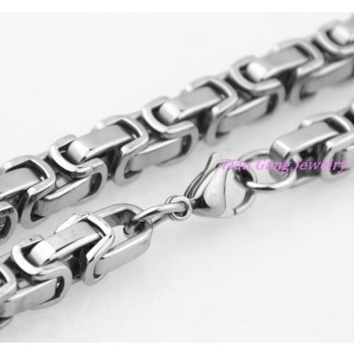 7-40" Classical Men Byzantine Necklaces Fashion New Silver Color Stainless Steel 7mmWidth Jewelry Link Chains