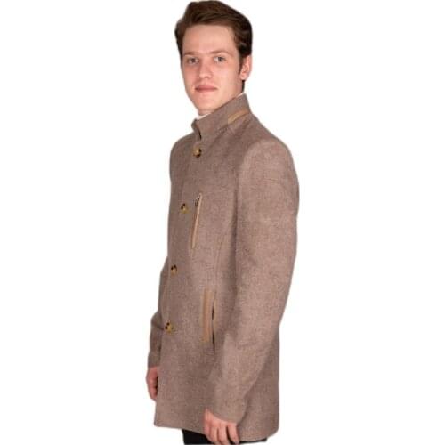 Mens Leather Zipper Detailed Vision Cachet Coat 2021 Autumn Winter Season Outerwear Slim Fit Regular Casual Fashion Slit Casual