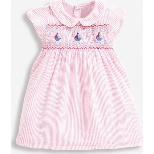 Little Maven 2021 New Summer Baby Girls Clothes Brand Dress Toddler Cotton Striped Boat Print Dresses for Kids 2-7 Years S0958