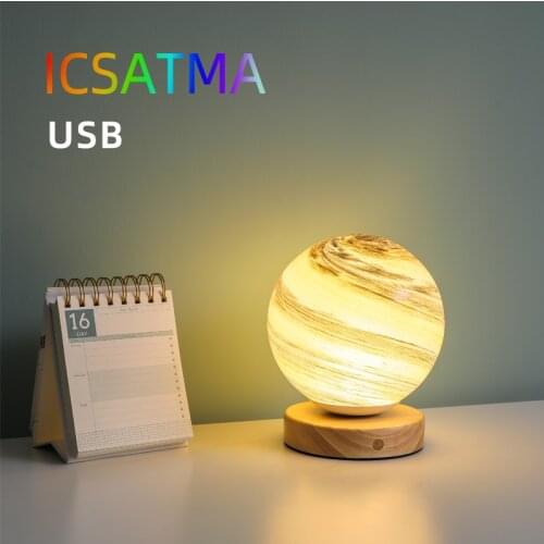 Remote control touch dimming charging creative LED gift decoration planet moon table lamp romantic USB round bedroom night light