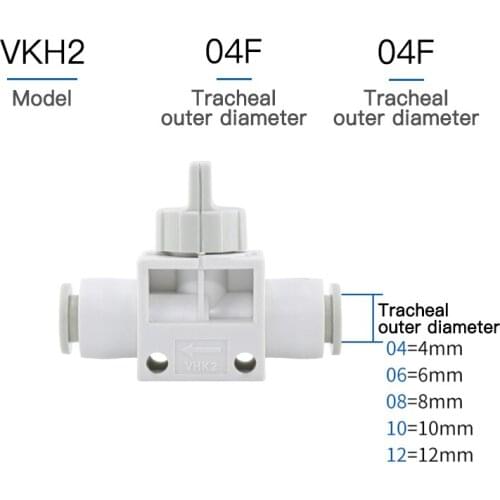 1pcs Threaded hand valve VHK2-04 / 6/8/10 / 12F-01 / 234 / S tracheal switch / connector SMC type M5 pneumatic component