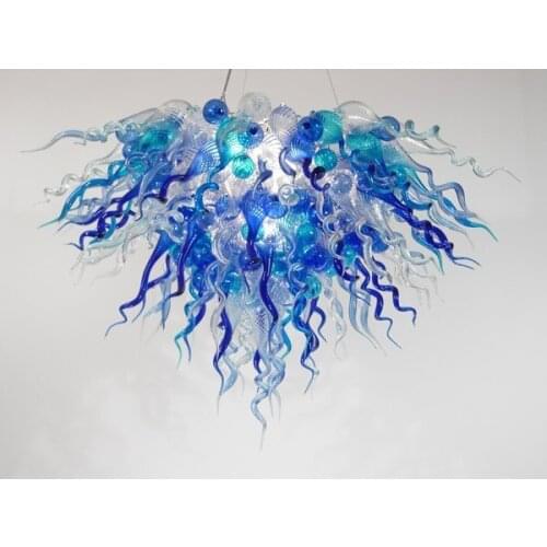 Blue and White Flush Mount Ceiling Light Fixture 100% Handmade Restaurant