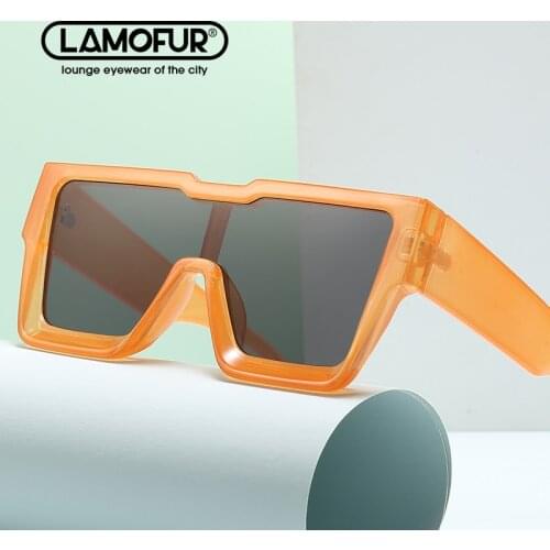 LAMOFUR Brand design Oversized Frame One-Piece Lens Sunglasses 2021 Party Time Self-Portrait Driving Sunglasses for Women 312