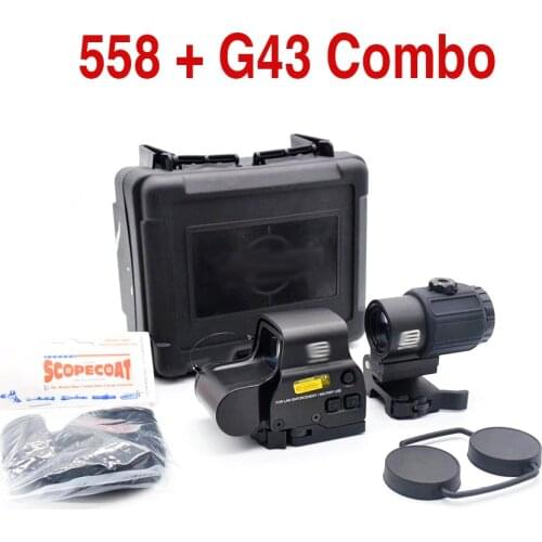 Tactical 558 Holographic Red and Green Dot Scope With G43 Magnifier Combo Hunting Rifle Scope G43 3X Magnifier